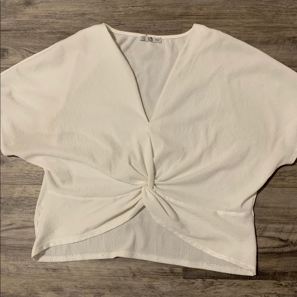 Zara Cropped Top White Size Medium